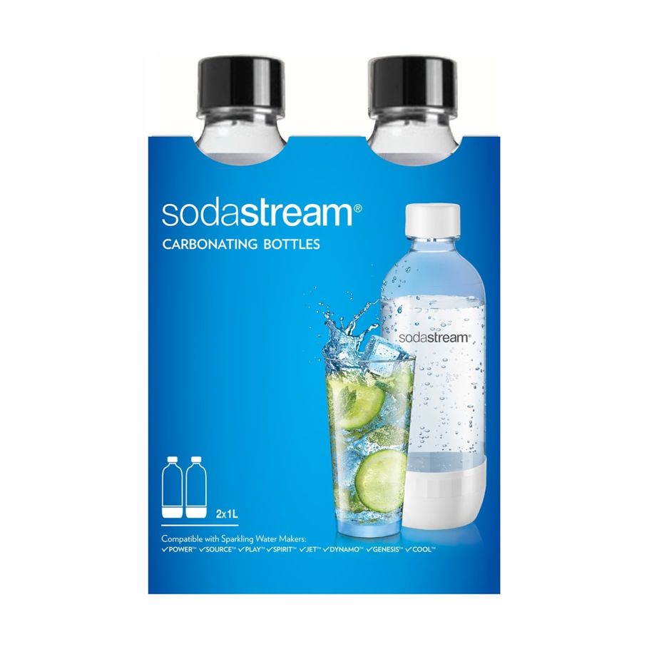 SodaStream 1L Carbonating Bottles Twin Pack - Black