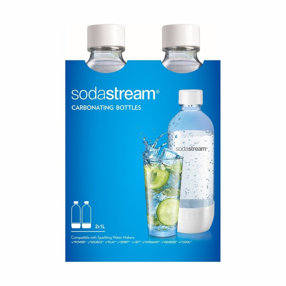 SodaStream 1L Carbonating Bottles Twin Pack - White