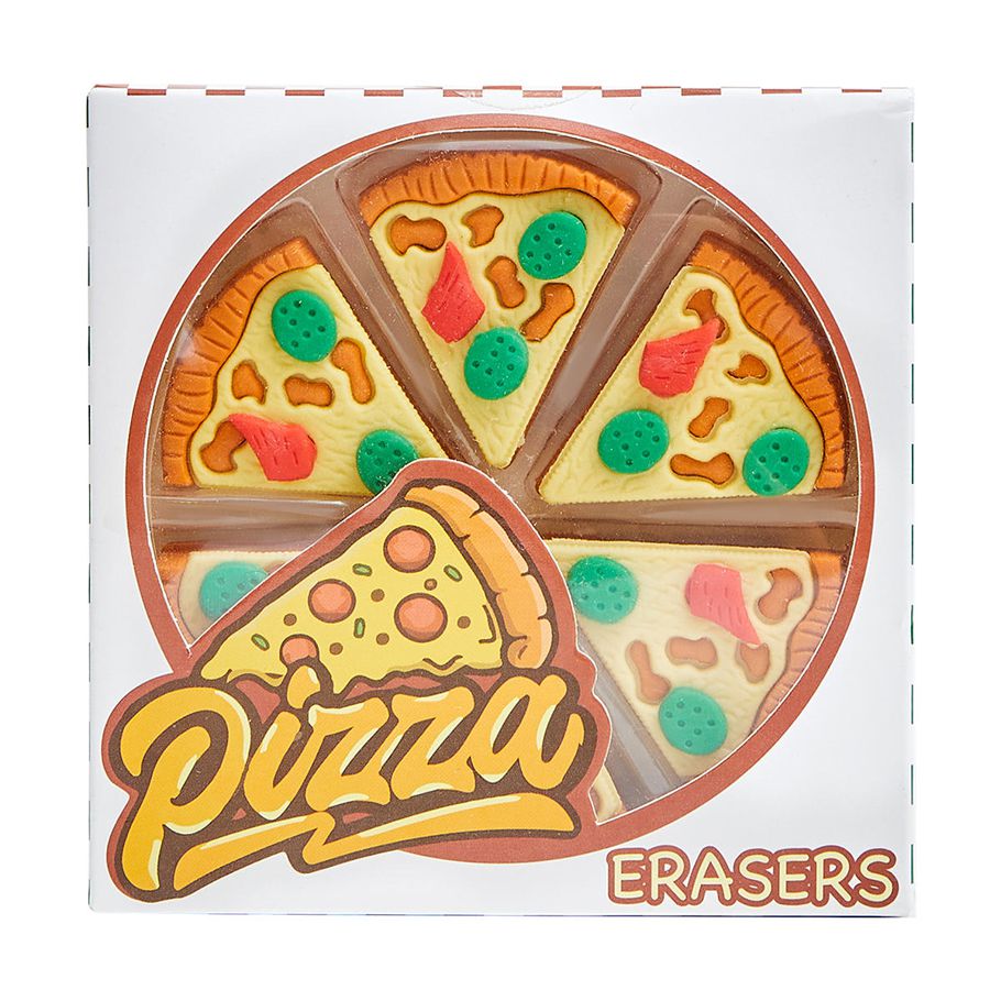 6 Pack Pizza Erasers