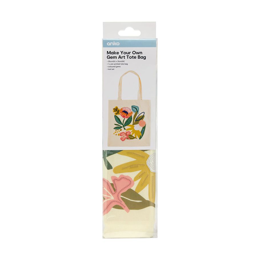 Make Your Own Gem Art Tote Bag - Floral