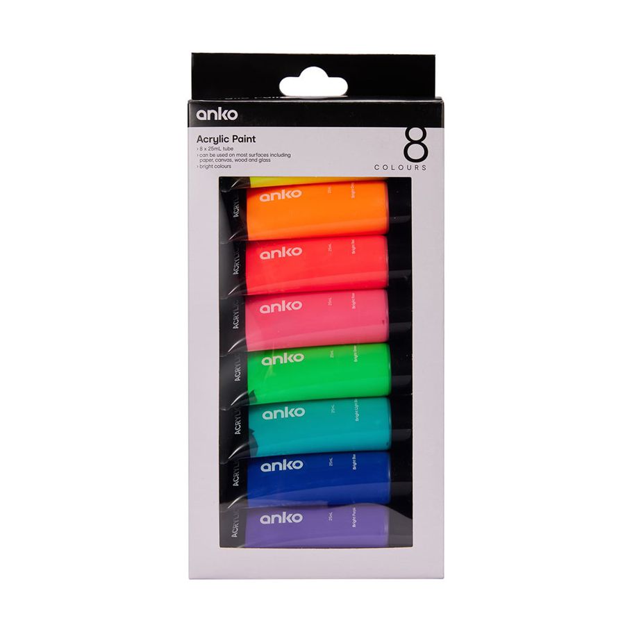 8 Pack Acrylic Paint - Bright