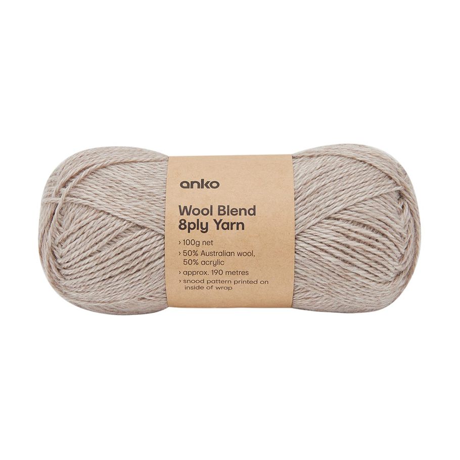8 Ply Wool Blend Yarn - Ecru