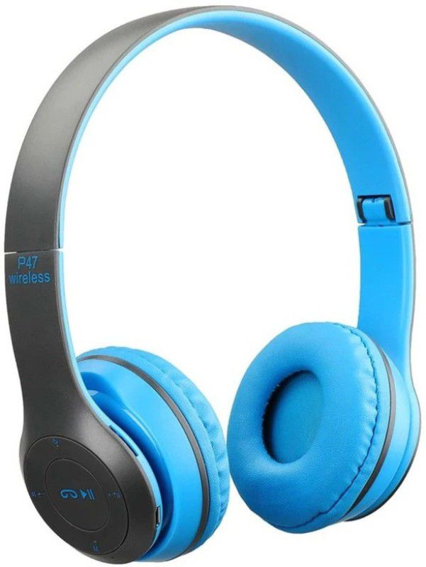 Blue Birds Adjustable Wireless Headphone Bluetooth with Mic&FM function Bluetooth Headset  (Blue, Grey, On the Ear)