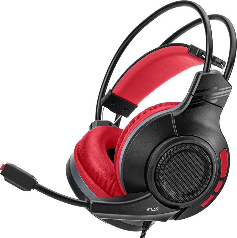 Nitho ATLAS STEREO GAMING HEADSET RED Wired Gaming Headset  (Black/Red, On the Ear)