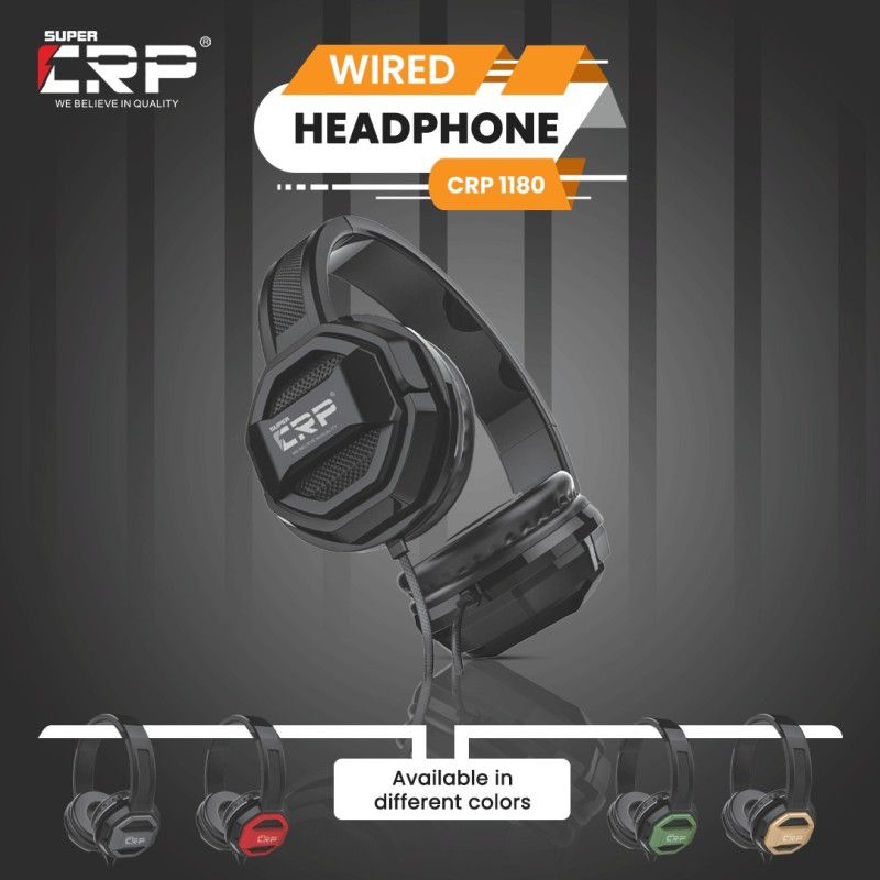 Super CRP CR BT-1180 WIRED HEADPHONES - ON-EAR Wired Headset  (Black, On the Ear)