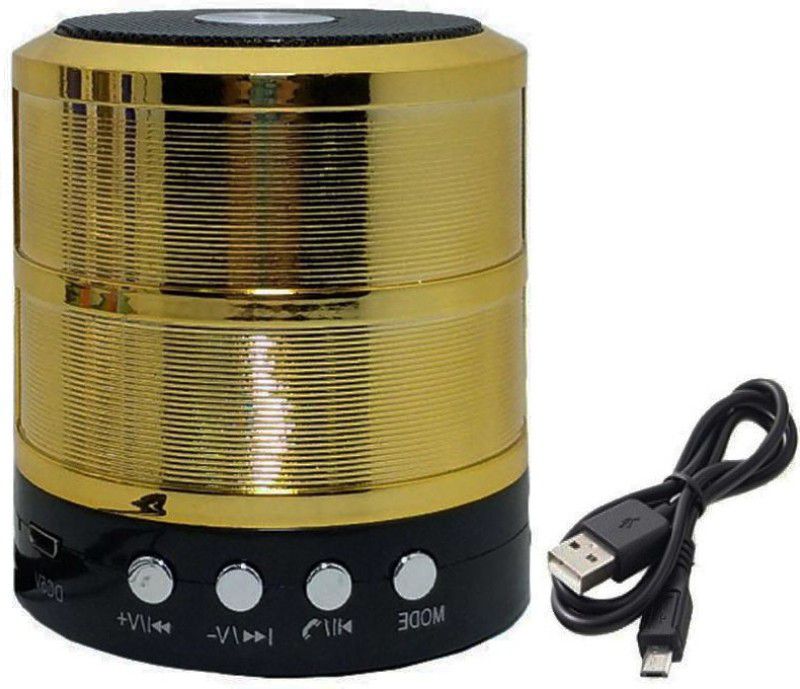 Alafi Mini WS-887 Speaker,3D Bass Speaker A5 with Thunder sound line in aux supported 5 W Bluetooth Speaker  (Gold, Stereo Channel)