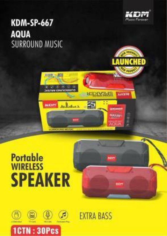 SPEAKERS KDM 667 BLUETOOTH SPEAKERS 3 W Bluetooth Home Audio Speaker  (BLACK, RED, Mono Channel)