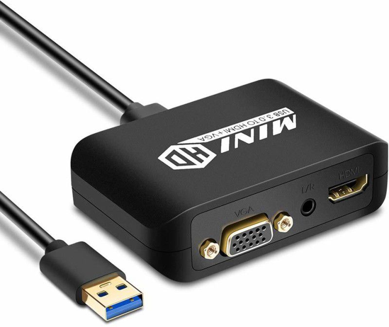 Tobo USB3.0 to HDMI and VGA Adapter, USB to VGA Converter 1080P Audio Media Streaming Device  (Black)