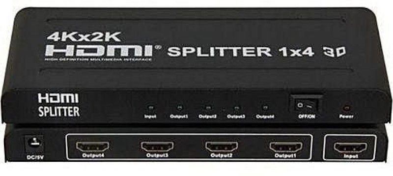 Tobo HDMI Splitter 1x4 1-in-4-out Ultra HD Full HD/3D | 1080P Media Streaming Device  (Black)