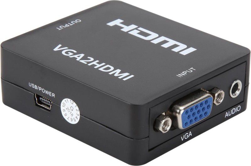 microware VGA to HDMI Audio Video Mini converter with USB Power Cable Media Streaming Device  (Black)