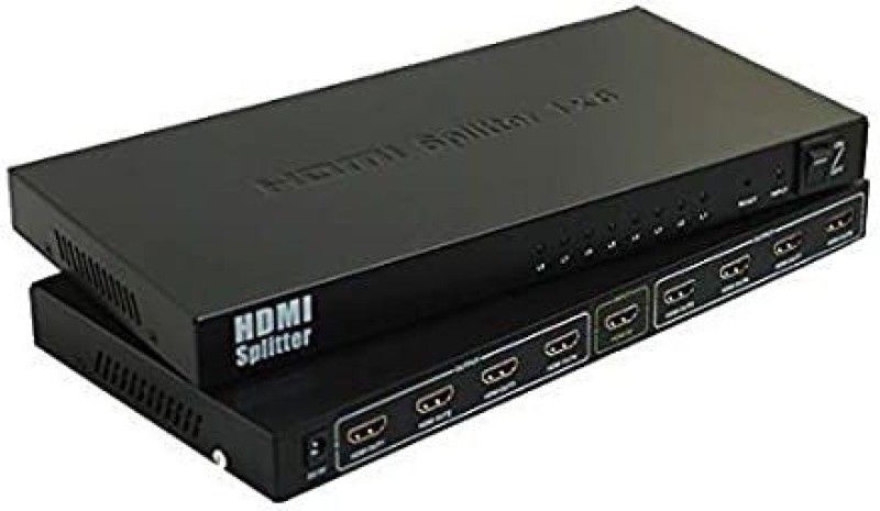 Dye 8 Port HDMI Splitter - 1 in 8 Out - 1 HDMI Source to 8 Displays Media Streaming Device  (Black)