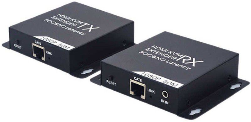 microware 50M KVM HDMI IR HDMI KVM by CAT5e/6 TCP/IP Full HD Support POC 3D HDCP EDID One Sender+One Receiver Media Streaming Device  (Black)