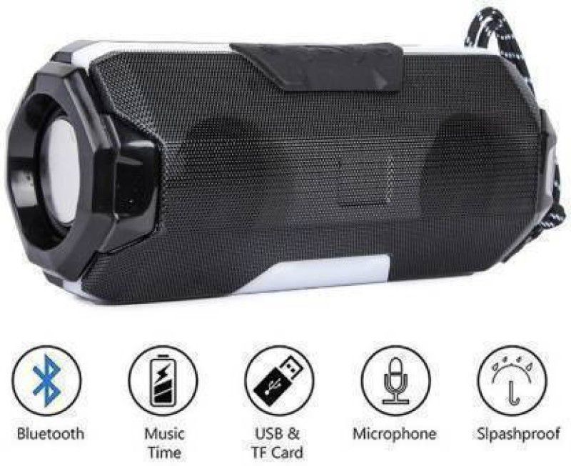 SAII Bluetooth Speaker (BLACK) 3D Sound Portable with USB AUX Led Lights SplashProof 10 W Bluetooth Speaker  (Black, Stereo Channel)