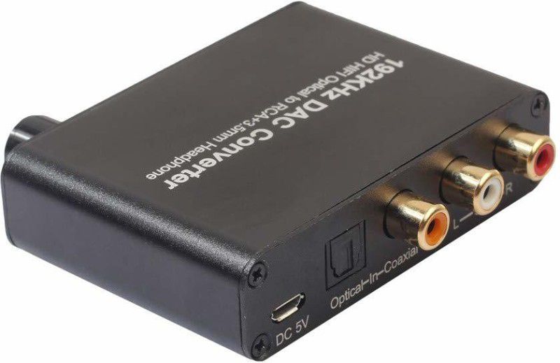 microware Fiber Splitter 5.1CH Digital Audio Converter 192kHz DAC 3.5mm Jack Audio Adapter for HDTV, Perfect for PS3 Xbox HD DVD PS4 Home Cinema Systems AV Amplifier Media Streaming Device  (Black)