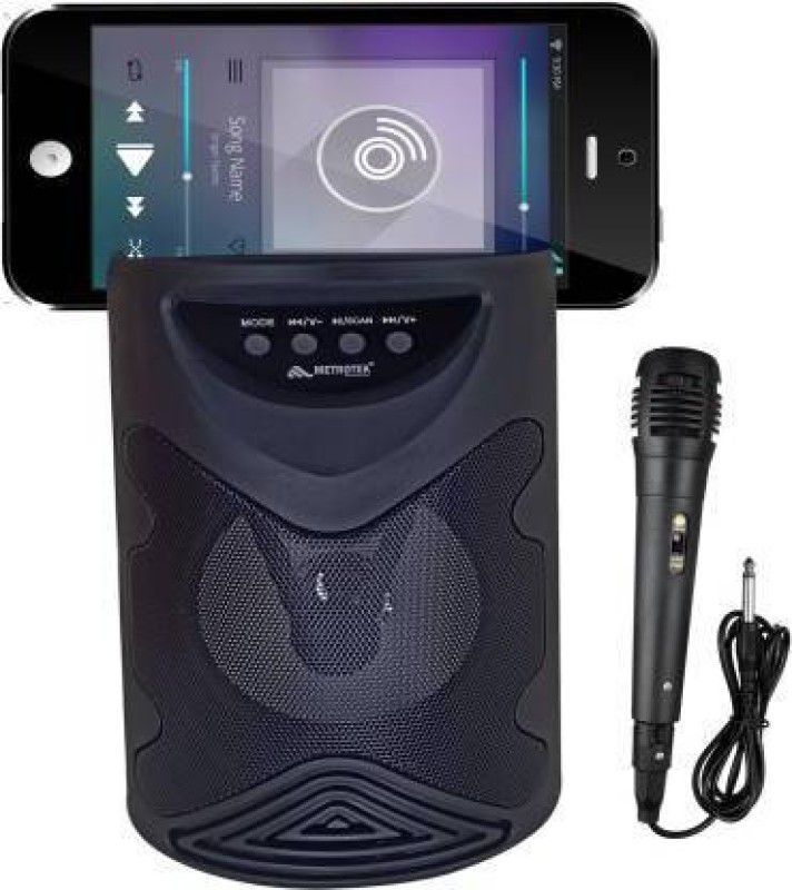 SIMULACRUM HighBass Premium Quality Bluetooth Speaker With Handheld Karaoke Singing Mic & Mobile Holding Space |Dustproof |Splashproof |Speaker |modern design, strong, durable Music 10 W Bluetooth PA Speaker  (Black, Stereo Channel)