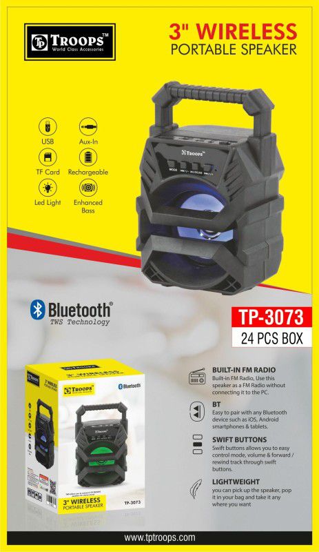 Troops TP-3073 5 W Bluetooth Laptop/Desktop Speaker  (Black, Mono Channel)
