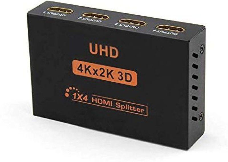Dye Ultra HD 4K 2K 4 Port HDMI Splitter 1x4 Repeater Amplifier 1080P 3D Hub 1in4 Out Media Streaming Device  (Black)