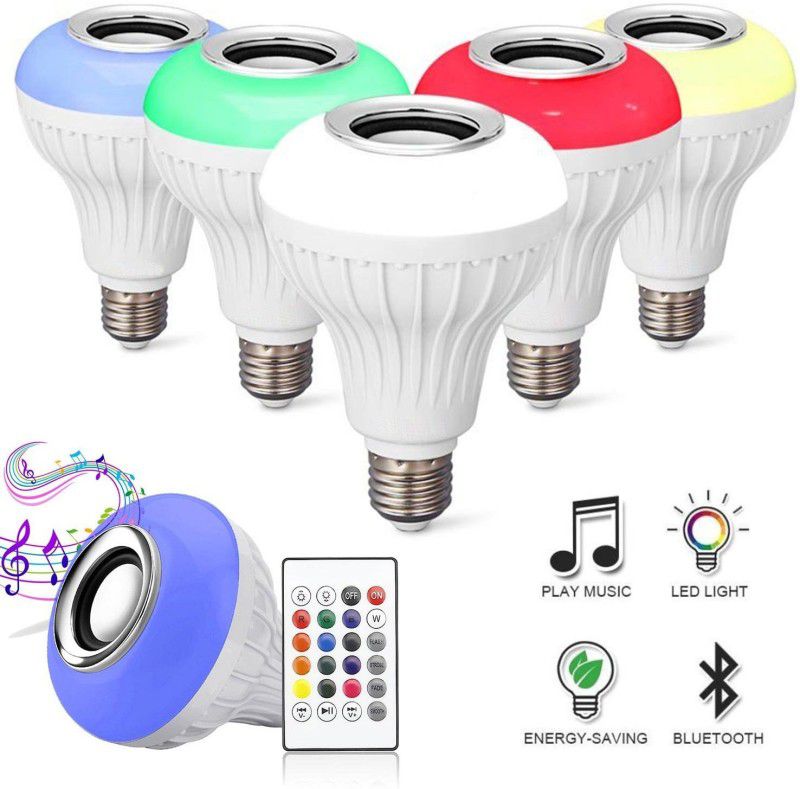VibeX ®IXVV - DR493 - Music Light Bulb, E27 led Light Bulb with Bluetooth Speaker 2 W Bluetooth Speaker  (Aura Multicolor, Stereo Channel)