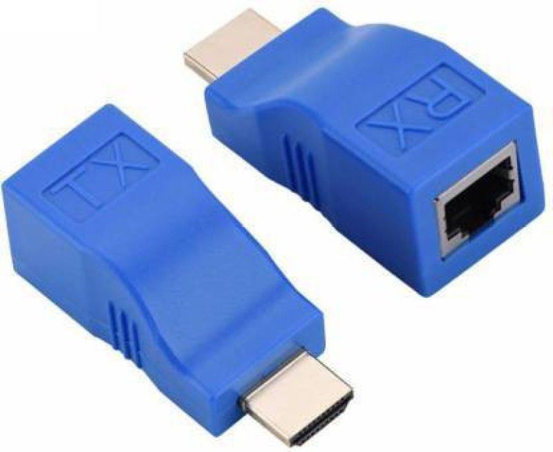 dhriyag HDMI Extender to RJ45 LAN Network Extension TX RX Cat5e CAT6 (Receiver &Transmitter by Cat-5e/6 Cable) Transmission Distance: 30m Media Streaming Device  (Blue)
