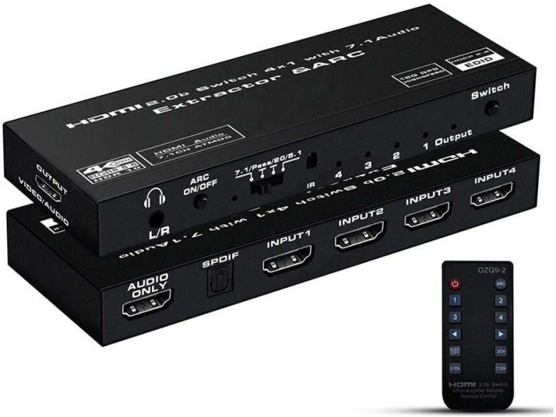 Etzin Hdmi 2.0b Switch 4x1 With 7.1 Audio Extractor & ARC(EPL-547H) Media Streaming Device  (Black)