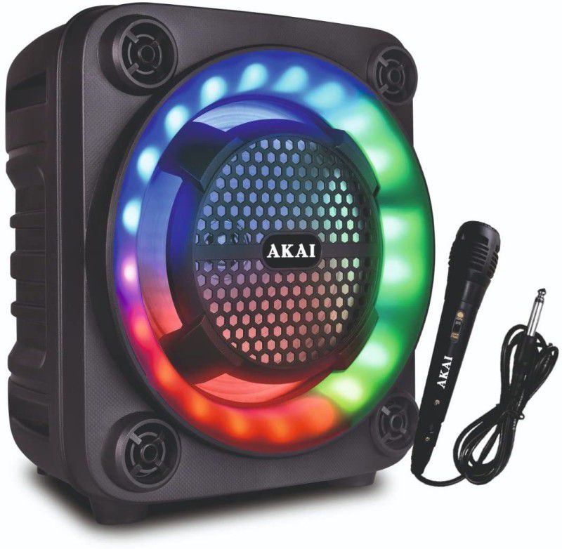 Akai PartyMate Pro PM-40P|Upto 6Hrs Playtime|Karaoke Support with Wired Mic 40 W Bluetooth Party Speaker  (Black, Mono Channel)