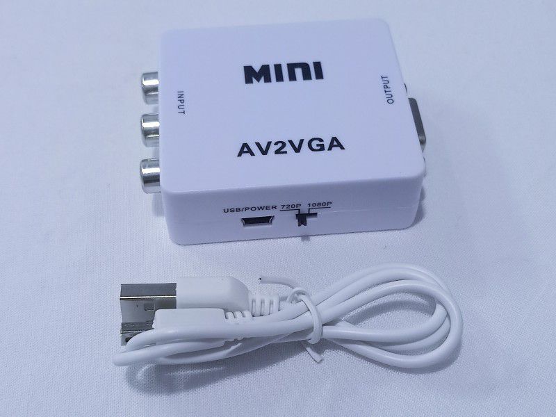 GIPTIP Mini AV RCA to VGA HD Video with Audio to PC HDTV Converter, Setup Box connect to VGA LED Monitors Media Streaming Device  (White)