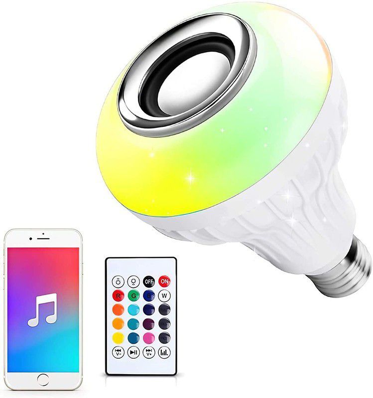 Bhanu B22 12-Watts LED Multicolor Light Bulb with Bluetooth Speaker and Remort Control, Smart Bulb