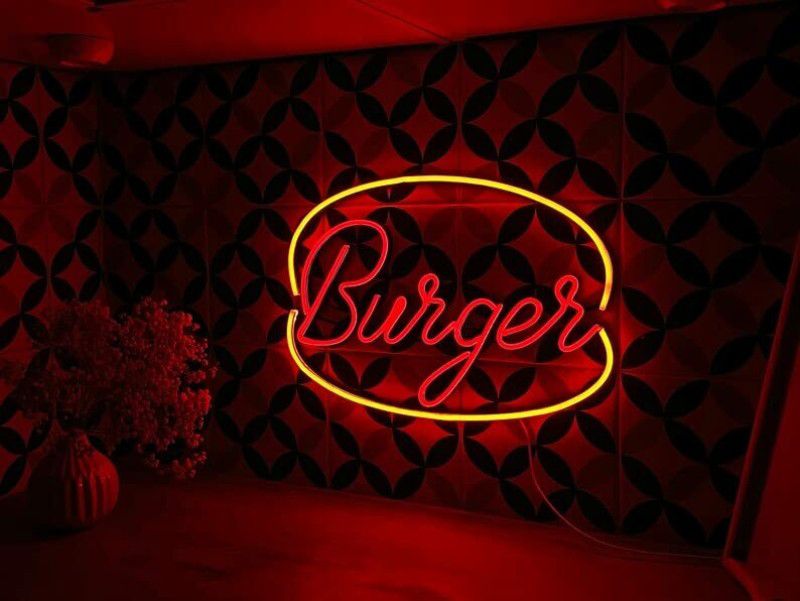 VYNES BURGER LED Smart Neon Signs Light LED Art Decorative Sign - For Wall Decor