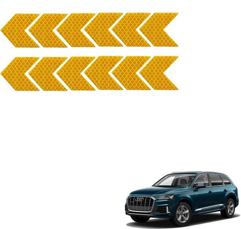 SEMAPHORE High-Intensity Reflective Safety Warning Arrow Decals(Yellow) For Audi Q7 50 mm x 0.04 m Yellow Reflective Tape  (Pack of 12)