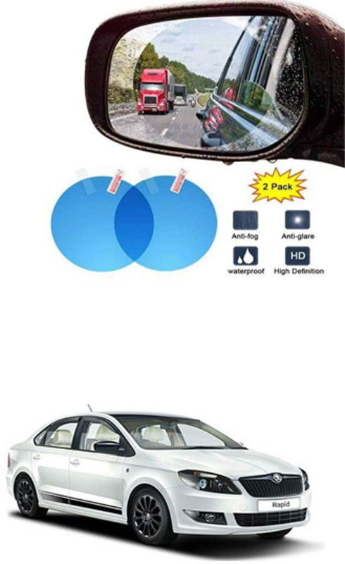 Etradezone Smart Slide Car Rear view Mirror Waterproof Membrane Anti-Fog Anti-Glare Film Sticker Rain Shield Accessories 9 cm For:-Skoda Rapid Car Mirror Rain Blocker  (White)