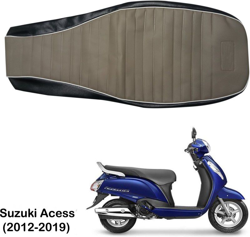 AXWee Scooty/Scooter Leather Seat Cover for Suzuki Access 2012-2019 Beige/Black Single Bike Seat Cover For Suzuki Access