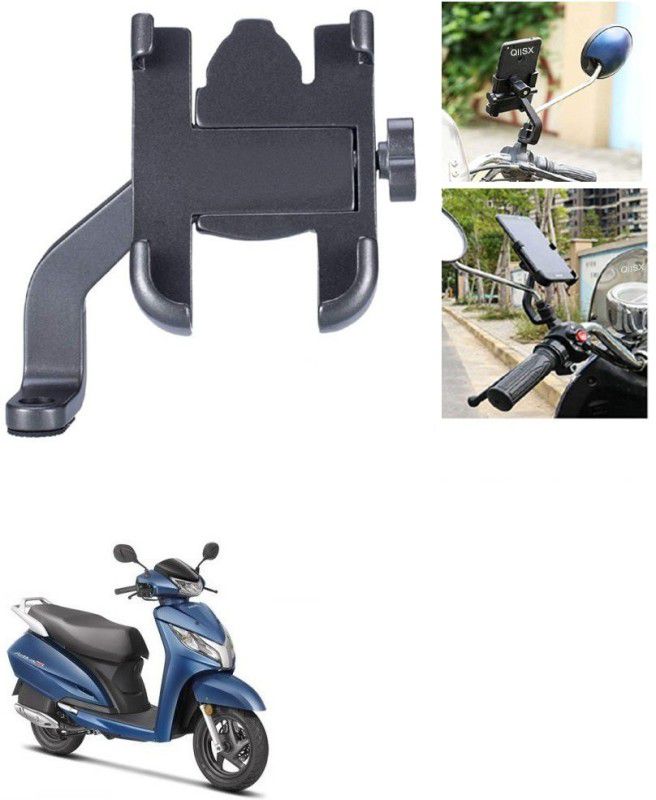 Qiisx Mirror Fitting Metal Mobile Holder For Honda Activa 125 Bike Mobile Holder  (Black)