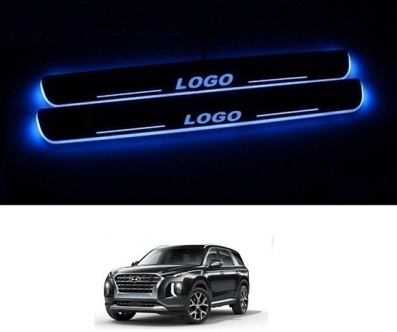 RS ENTERPRISES CARS Car Door Foot Step Led Sill Plate with Mirror Finish (Set of 4, Blue) For Hyundai Palisade Door Sill Plate
