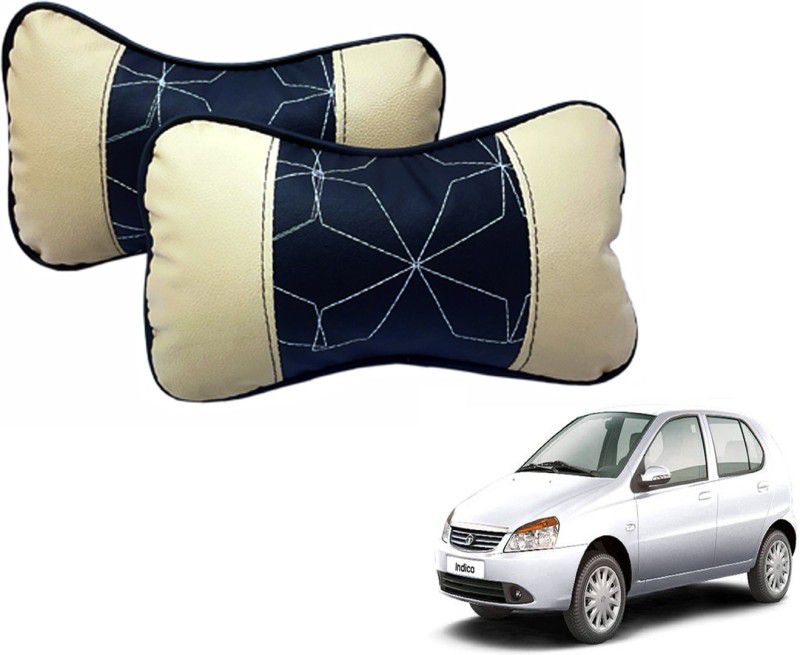 DING-DONG Beige Leatherite Car Pillow Cushion for Tata  (Rectangular, Pack of 2)