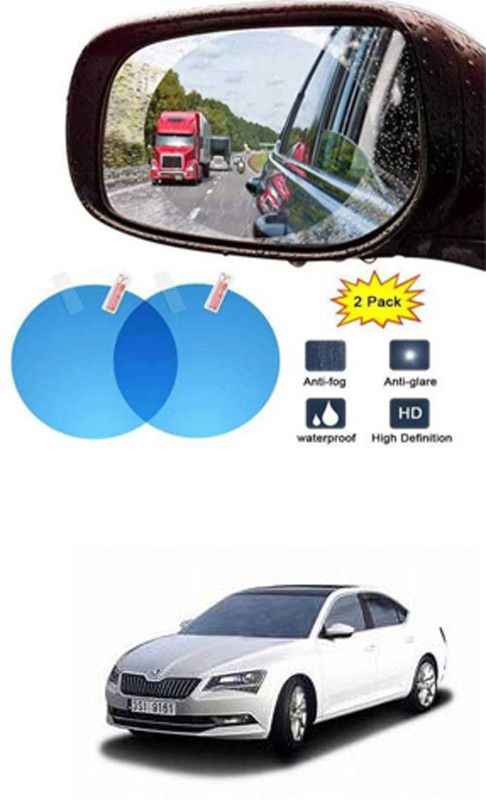 Etradezone Smart Slide Car Rear view Mirror Waterproof Membrane Anti-Fog Anti-Glare Film Sticker Rain Shield Accessories 9 cm For:-Skoda Superb Car Mirror Rain Blocker  (White)