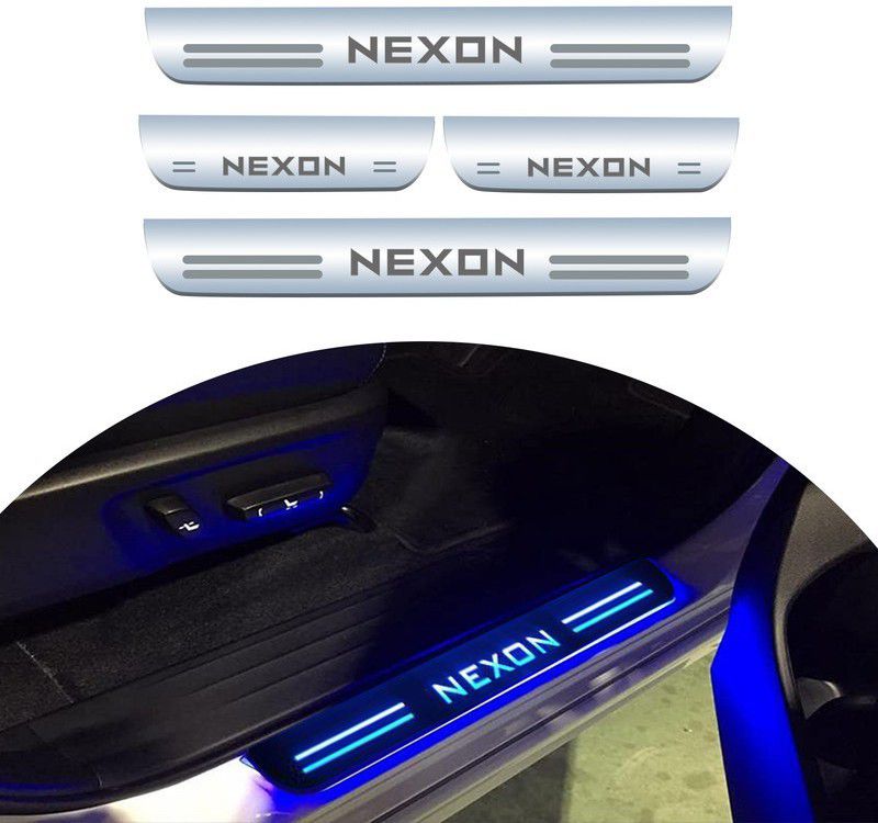 ATEEN Tata Nexon Car Door Led foot step Light Acrylic Sill Plate(Blue)(Set of4Pcs) Door Sill Plate