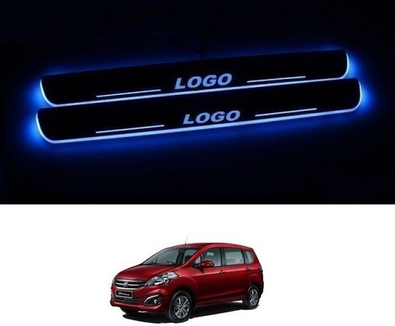 RS ENTERPRISES CARS Car Door Foot Step Led Sill Plate with Mirror Finish (Set of 4, Blue) For Maruti Suzuki Ertiga Old Door Sill Plate
