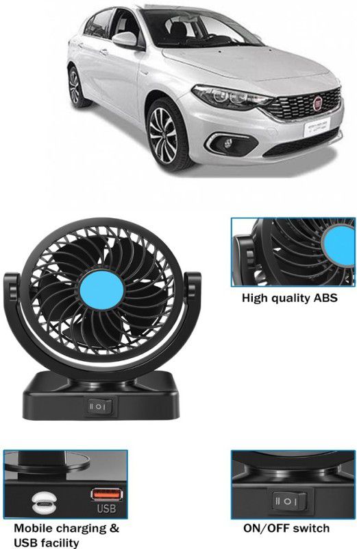 Amulite Car Fan With USB Charging 360 Degree Rotatable Fan-G-119 Car Interior Fan  (12 V)