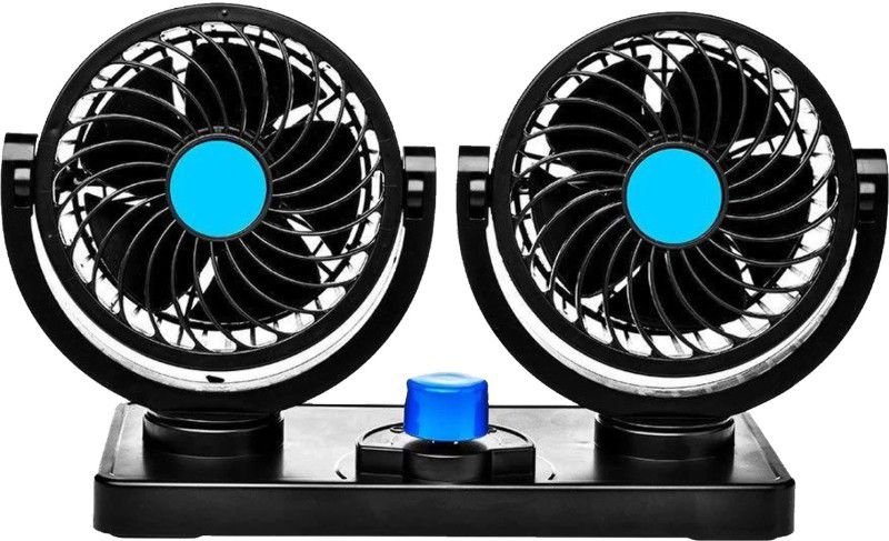 Rhtdm Car Fan 12V 360 Degree Rotatable Dual Head Auto Cooling Air Fan for Universal Car Interior Fan  (12 V)