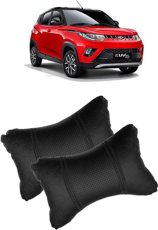 SHOOLIN Black Leatherite Car Pillow Cushion for Mahindra  (Rectangular, Pack of 2)