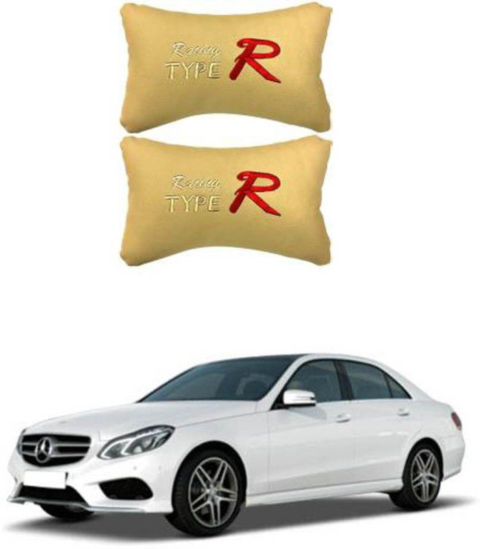 RONISH Beige Leatherite Car Pillow Cushion for Mercedes Benz  (Rectangular, Pack of 2)