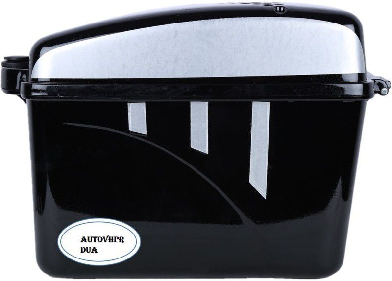 AutoVHPR Luggage Box Black, Silver Plastic Motorbike Saddlebag
