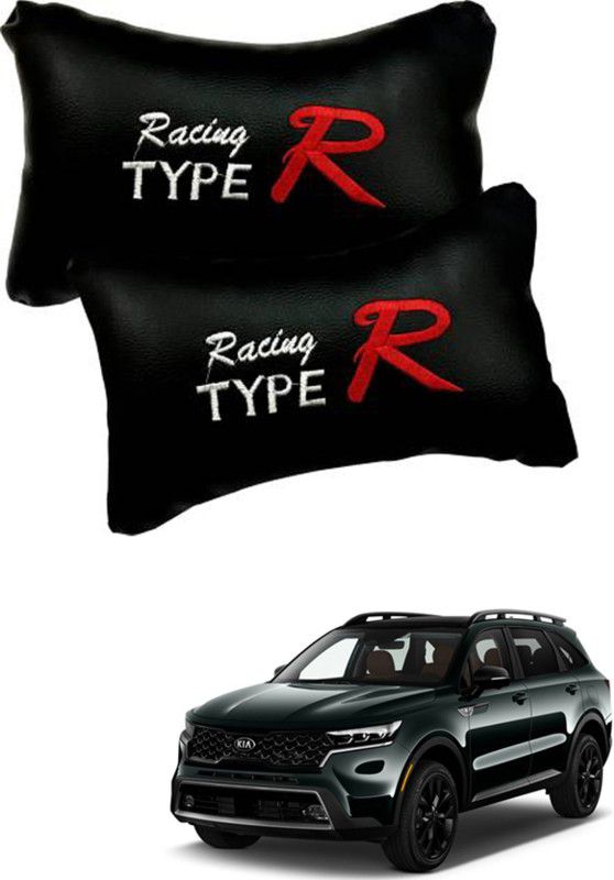 RONISH Black, Red Leatherite Car Pillow Cushion for Kia  (Rectangular, Pack of 2)