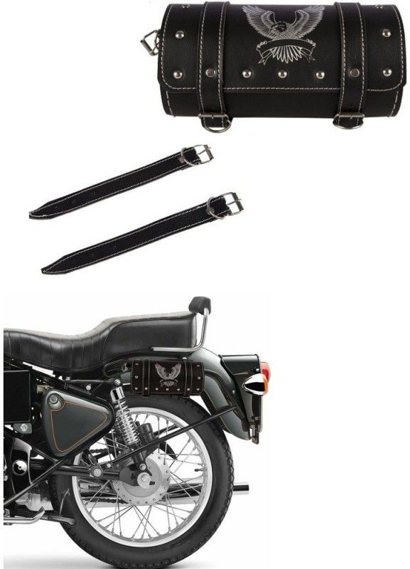 SRPHERE One-side Black Leather Motorbike Saddlebag
