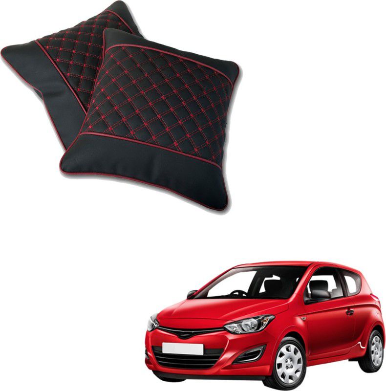 AutoFurnish Black, Red Leatherite Car Pillow Cushion for Hyundai  (Square, Pack of 2)