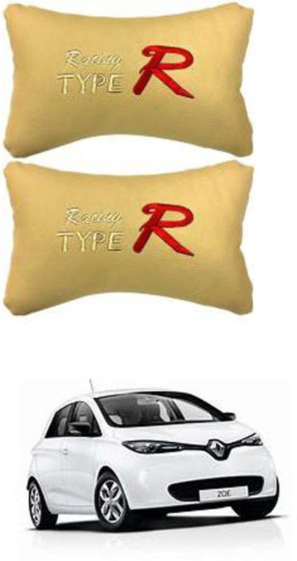 RONISH Beige Leatherite Car Pillow Cushion for Renault  (Rectangular, Pack of 2)
