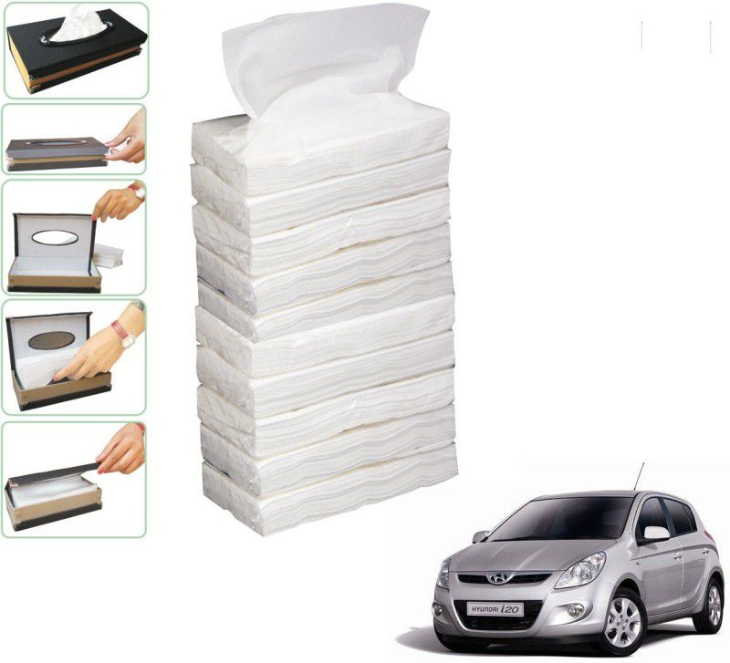 KOZDIKO 10 SET REFILLER WITH 100 PULLS (200 SHEETS) FOR HYUNDAI I20 OLD Vehicle Tissue Dispenser  (White)