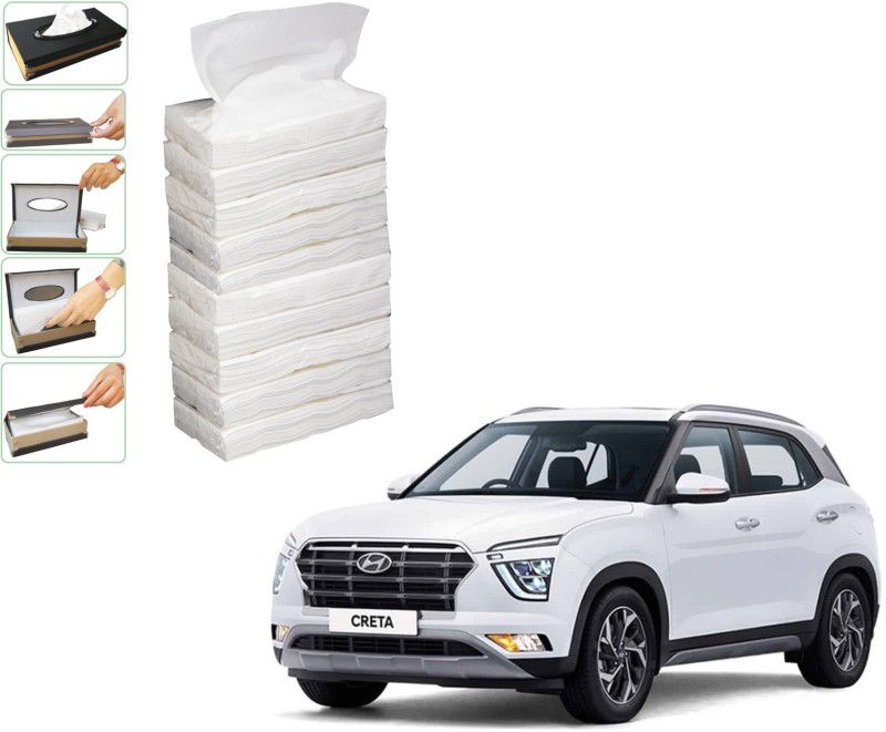 KOZDIKO 10 SET REFILLER WITH 100 PULLS (200 SHEETS) FOR HYUNDAI CRETA 2020 Vehicle Tissue Dispenser  (White)