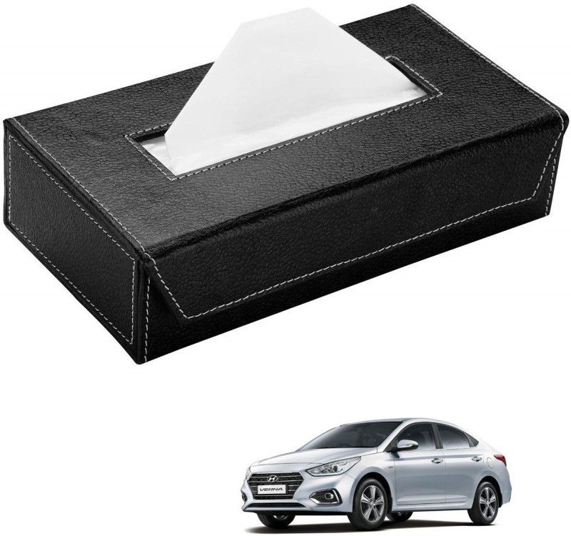 AuTO ADDiCT Car Tissue Box Paper Tissue Holder Black with 200 Sheets(100 Pulls) For Hyundai Verna New (2017-Present) Vehicle Tissue Dispenser  (Black)