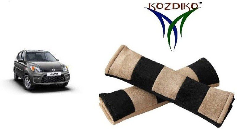 KOZDIKO Seat Belt Cushion Pillow Beige Black 2 pcs For Maruti Alto 800 Seat Belt Buckle  (Pack of 2)